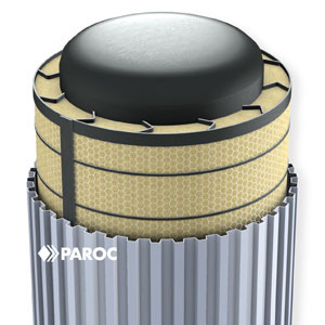 Survepaak, mis on soojustatud PAROC Pro Wired Mat võrkmatiga. Soojustus on paigaldatud terasest ühendustega